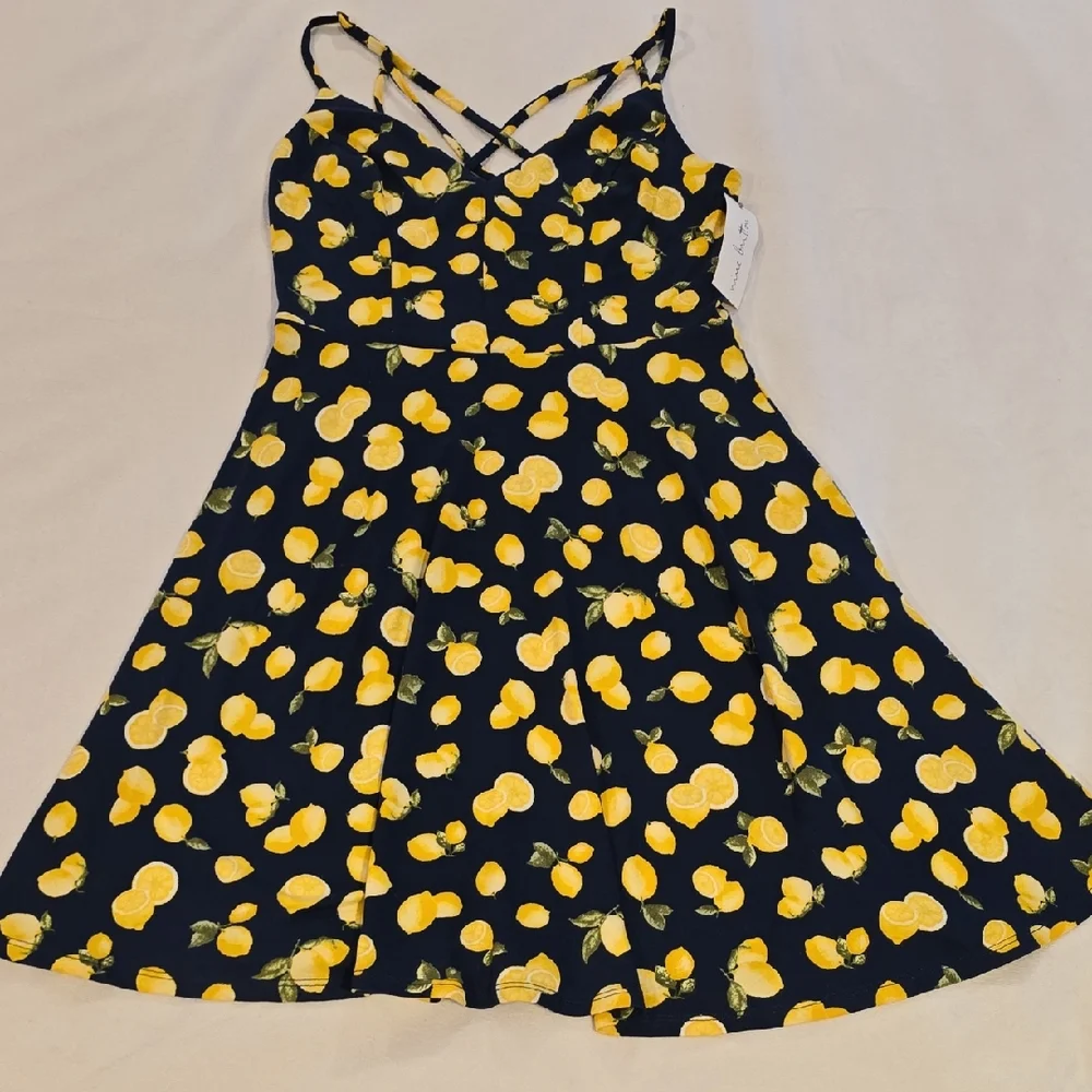 Nine Britton Navy Dress with Yellow Lemon Print - Picture 1 of 10